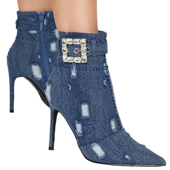 Kamri Heeled Denim Boots -C - Picture 1 of 5